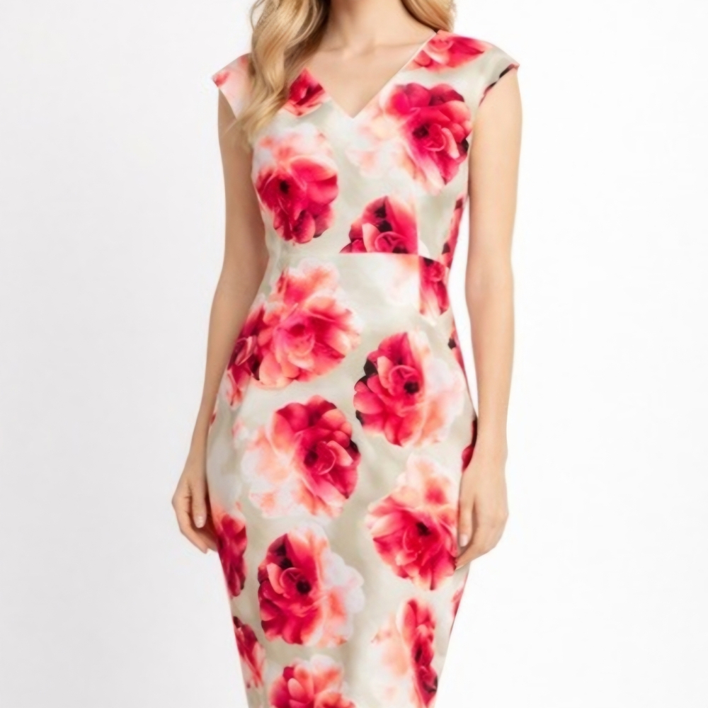 Calvin Klein Red Floral Midi Dress